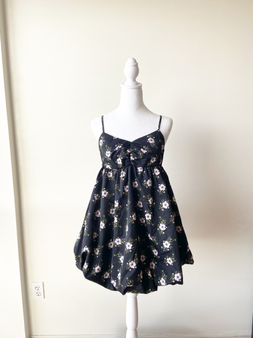Free People Black Floral Mini Dress Size M
